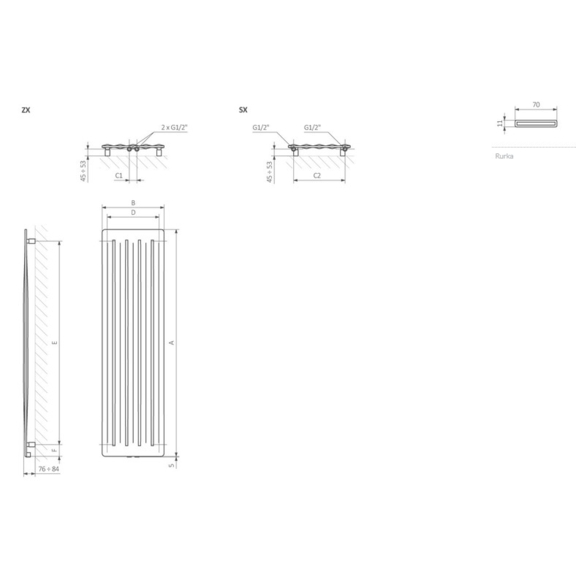 TERMA Aero V Designheizkörper Schema