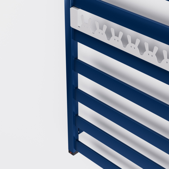 TERMA Vivo ONE Badheizkörper 910x500 RAL 5003 Aufhänger HappyRabbit soft7047 - Detail