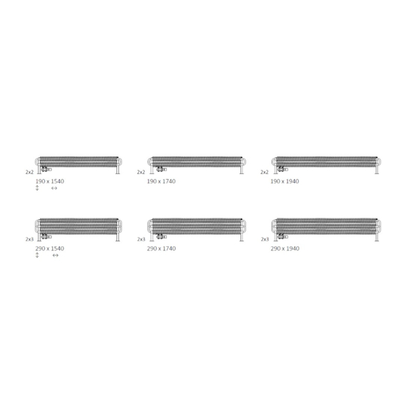 TERMA Ribbon HSD Retro Heizkörper verfügbare Größen