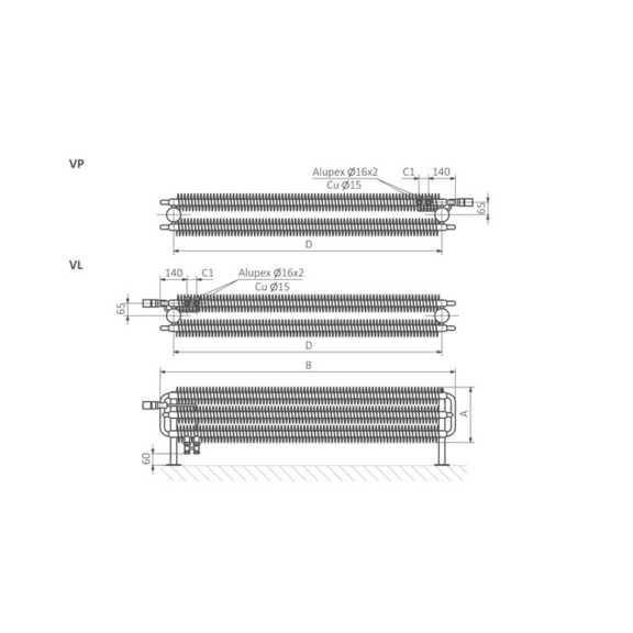 TERMA Ribbon HSD Retro Heizkörper Schema 1