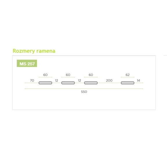 MS 257 einstellbare Konsole für Wandmontage Abmessungen des Schenkels