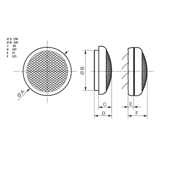Fensterventilator HCM 225 - Abmessungen