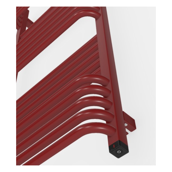 TERMA Pola ONE Badheizkörper 1180x500 RAL3003 Detail versteckte Heizpatrone