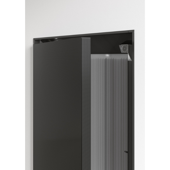 IRSAP Face Designheizkörper Oberfläche Black Dots Detail Tür mit Rahmen