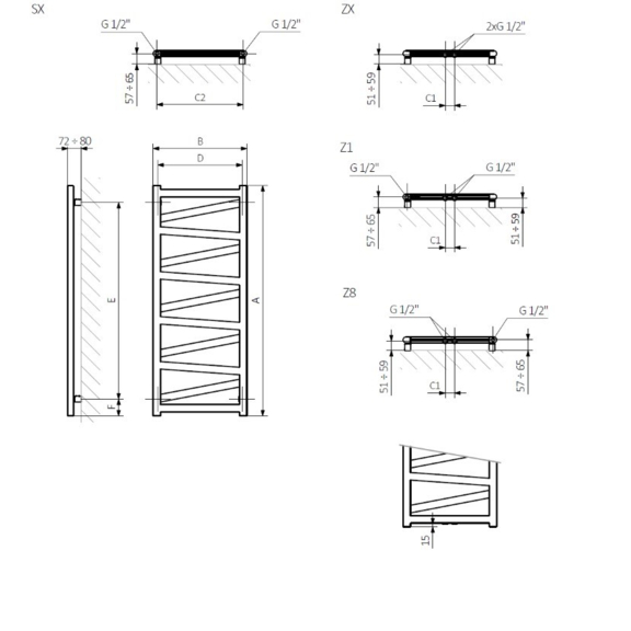 TERMA Vipera Designheizkörper - Anschluss - Schema