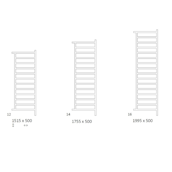TERMA Simple DW Designheizkörper verfügbare Größen