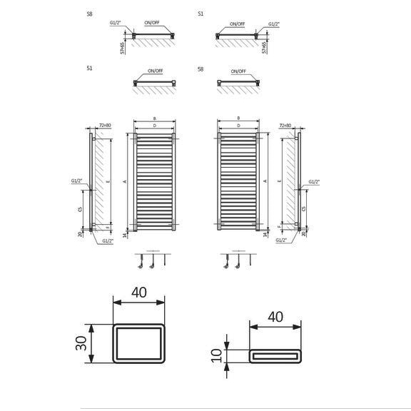 TERMA Mantis ONE Designheizkörper - Schema