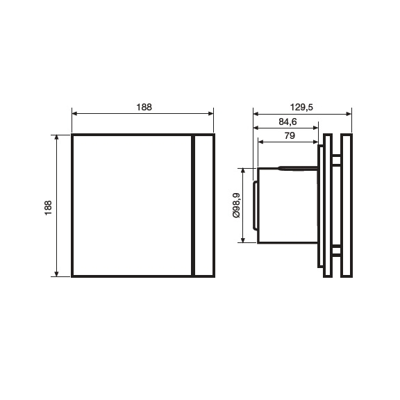 Ventilator Silent 100 Design Silver CZ silberfarben - Abmessungen