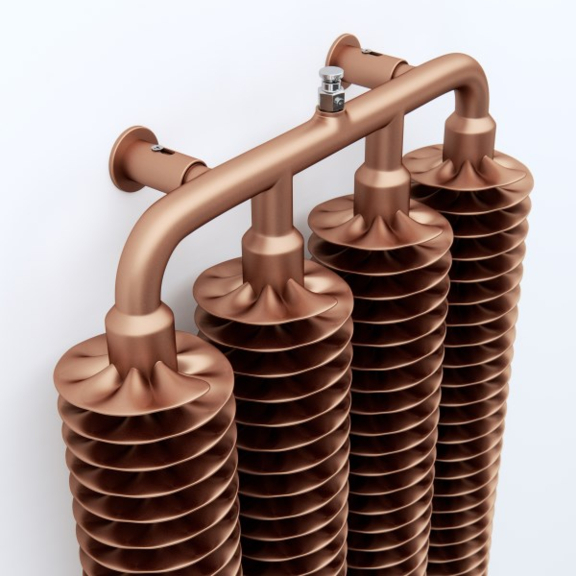 TERMA Ribbon V Retro Heizkörper 1920x390 Farbe Copper - Kupfer Spiralen