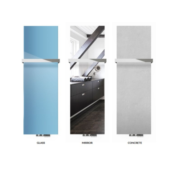TERMA Case Slim Vertikaler Designheizkörper - Glas/Spiegel/Beton