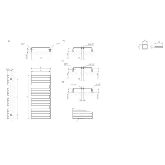 TERMA Warp T Designheizkörper Schema