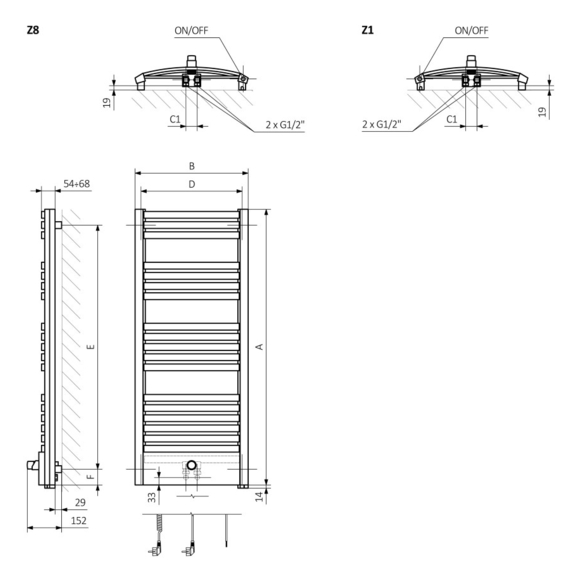 TERMA Dexter Pro ONE Badheizkörper Schema