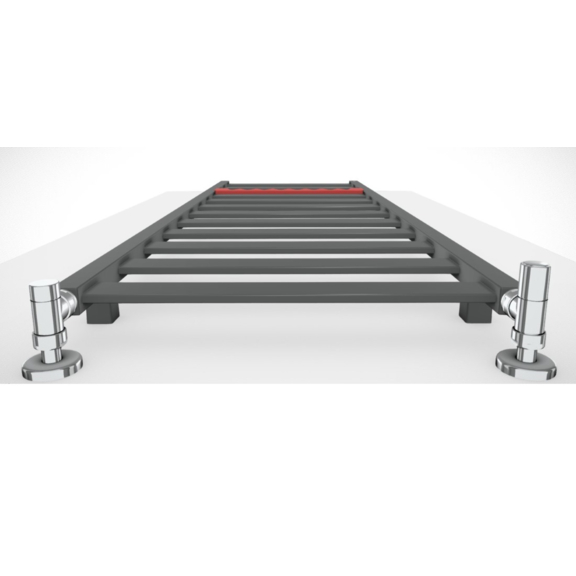 TERMA Vivo Badheizkörper 1390x500 Farbe Metallic Grey Ansicht von unten