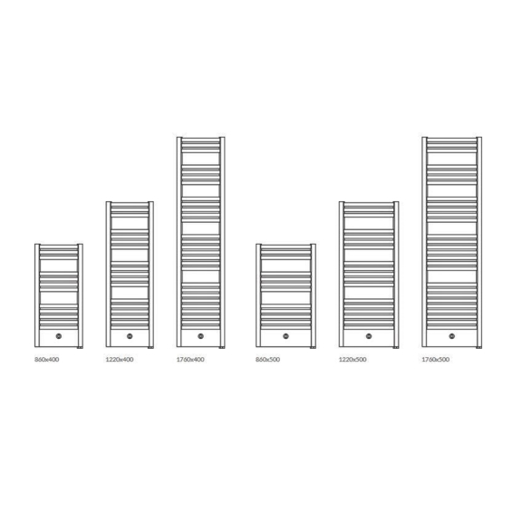 TERMA Dexter Pro ONE Badheizkörper verfügbare Größen 1