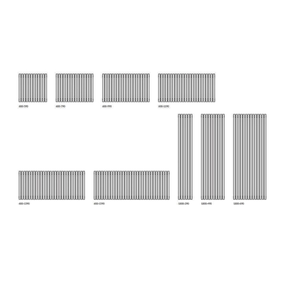 TERMA Tune VWD Designheizkörper verfügbare Größen