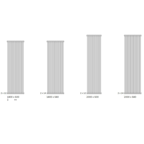 TERMA Delfin Designheizkörper verfügbare Größen vertikal