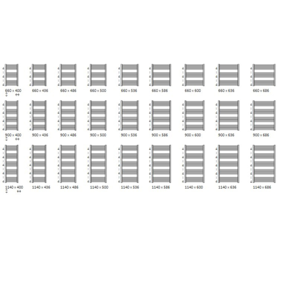 TERMA Lena Badheizkörper verfügbare Größen1