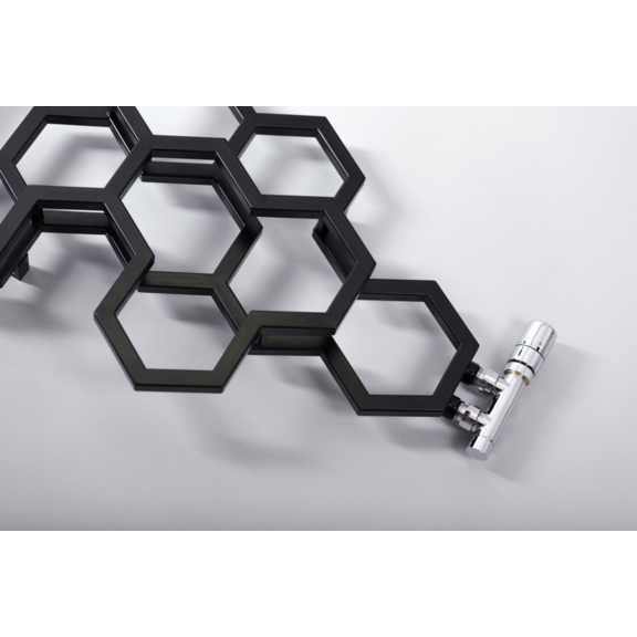 TERMA Hex Designheizkörper 1220x486 Soft 9005 Detail 2