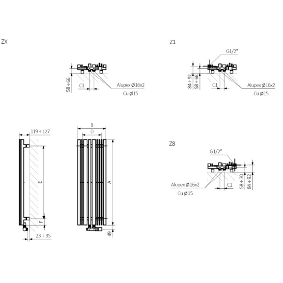 TERMA Sherwood V Designheizkörper Schema