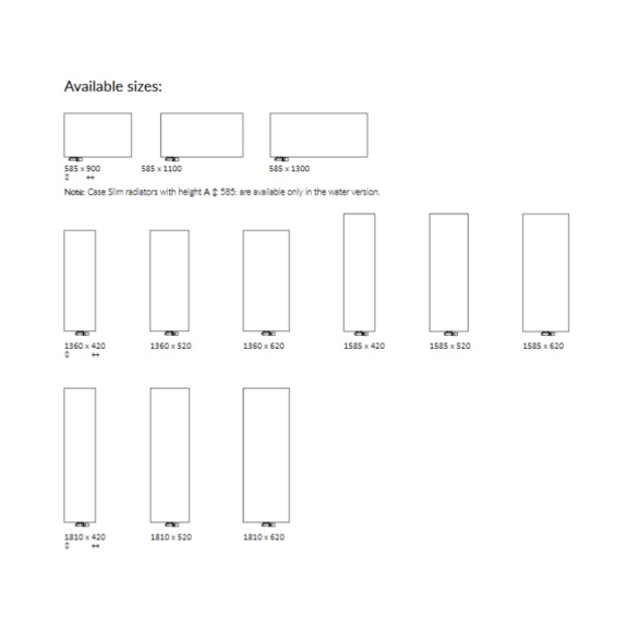 TERMA Case Slim Vertikaler Designheizkörper - verfügbare Größen