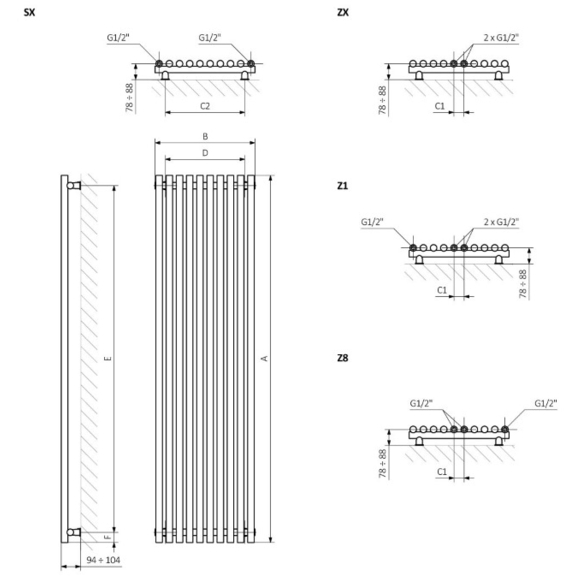 TERMA Tune VWS Designheizkörper - Schema