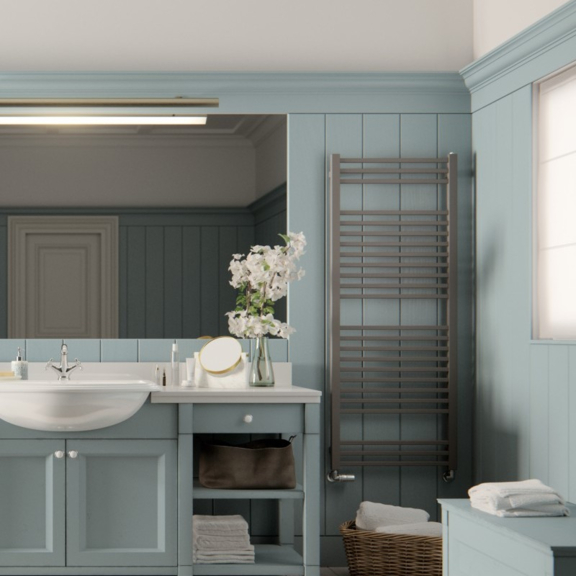 TERMA Bone Badheizkörper im Interieur 1510x600 Metallic Stone Detail