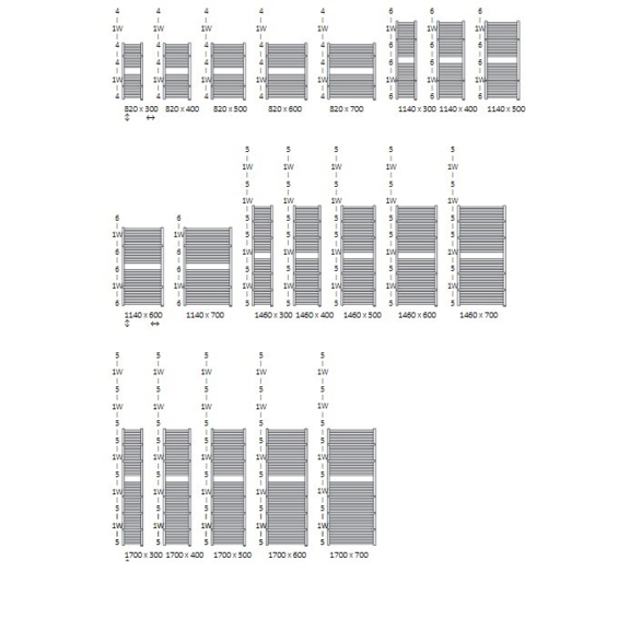 TERMA Lima ONE Badheizkörper verfügbare Größen