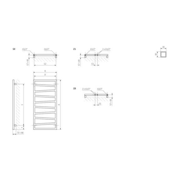 TERMA Zigzag Badheizkörper Schema