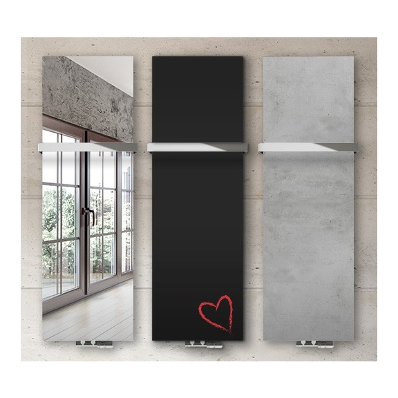 TERMA Case Slim Vertikaler Designheizkörper - Spiegel/Druckmotiv/Beton