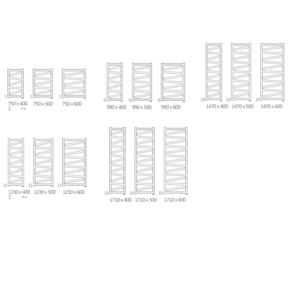 TERMA Vipera ONE Designheizkörper verfügbare Größen