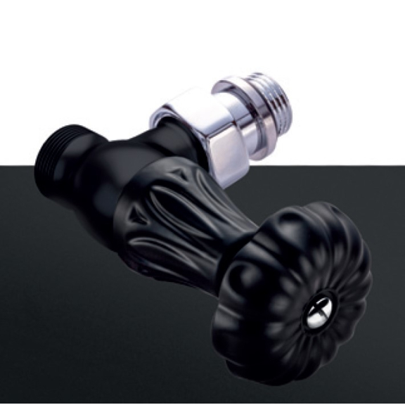 Mattes schwarzes Ventil-Set Floral Old Style - Eck