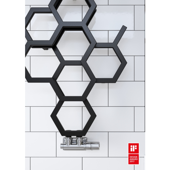 TERMA Hex Designheizkörper 821x486 Soft 9005 Detail