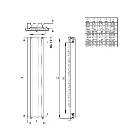 IRSAP Step V Chrom-Designheizkörper - Schema