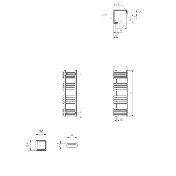 TERMA Outcorner Eckheizkörper - Schema - Leistungen