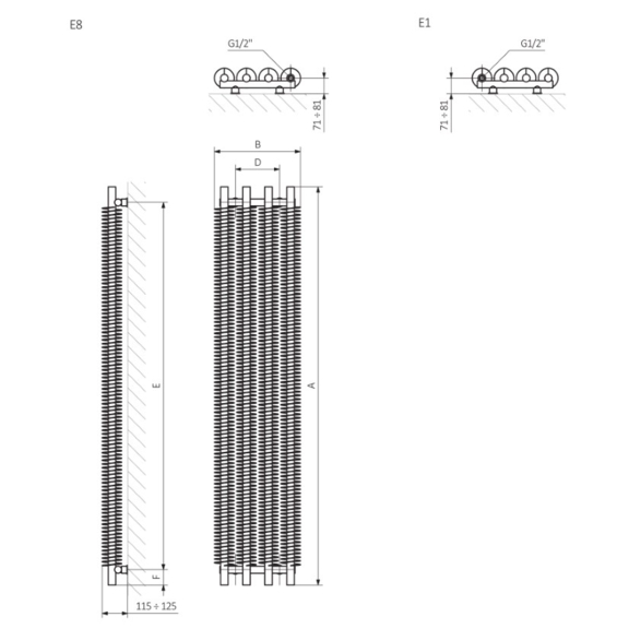 TERMA Ribbon V E Designheizkörper Schema