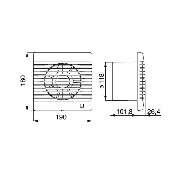 Ventilator Future 120 C - Abmessungen