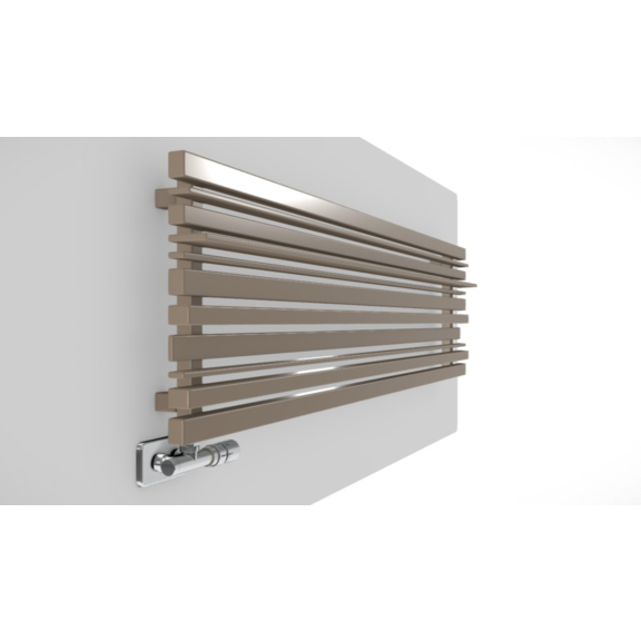 TERMA Sherwood H Heizkörper unter Fenster RAL1014 Gesamte Seitenansicht