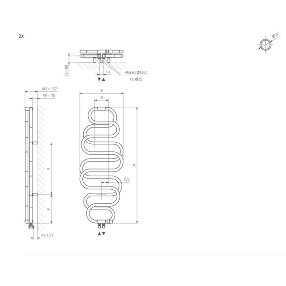 TERMA Perla Designheizkörper - Schema
