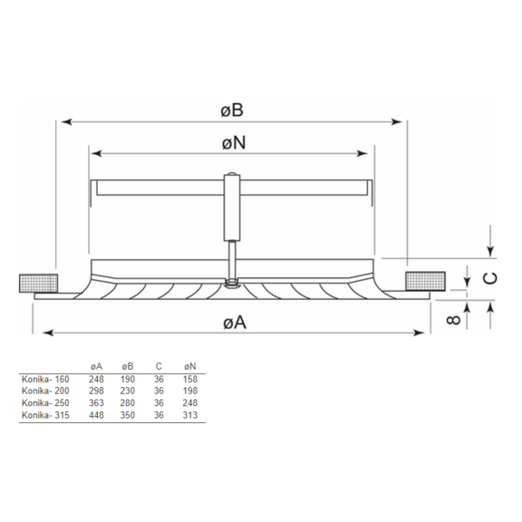 KONIKA Luftauslass Abmessungen