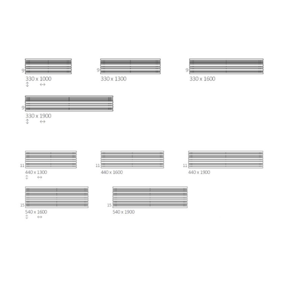 TERMA Sherwood H Heizkörper unter Fenster verfügbare Größen