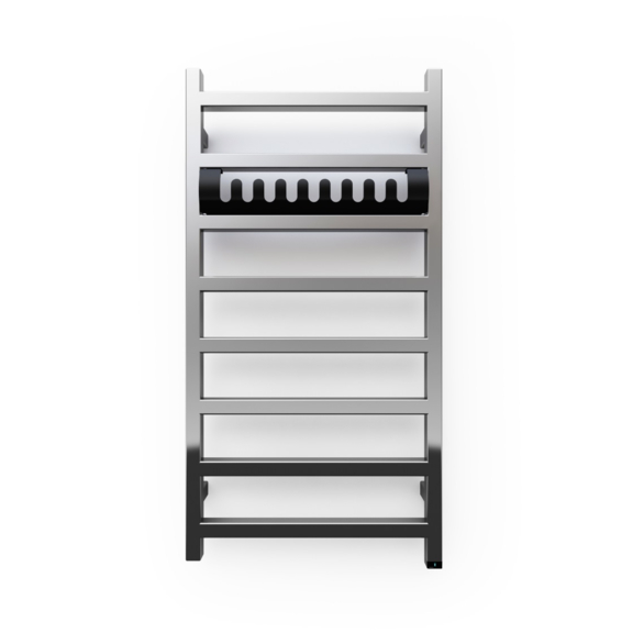 TERMA Simple One Designheizkörper 960x500 FARBE Chrome mit schwarzem Aufhänger