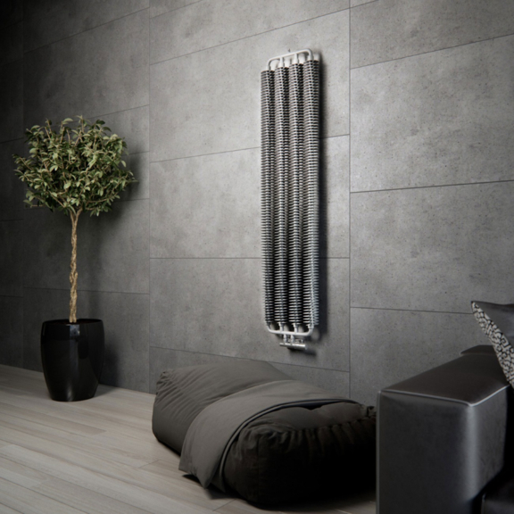 TERMA Ribbon V Retro Heizkörper 1720x390 Farbe Silver Matt