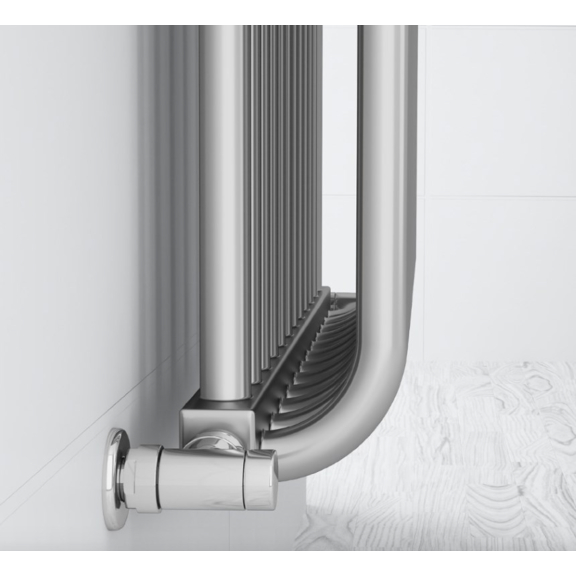 TERMA Delfin Designheizkörper unter Fenster Farbe Chrome effect Detail2