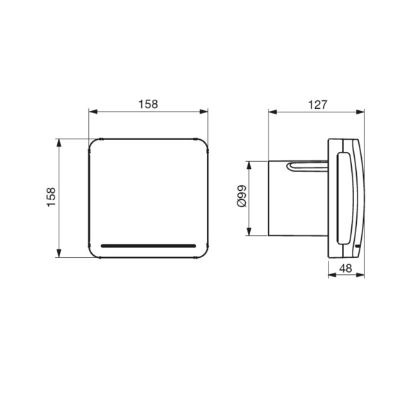 Ventilator ECOAIR DESIGN S Ecowatt - Abmessungen