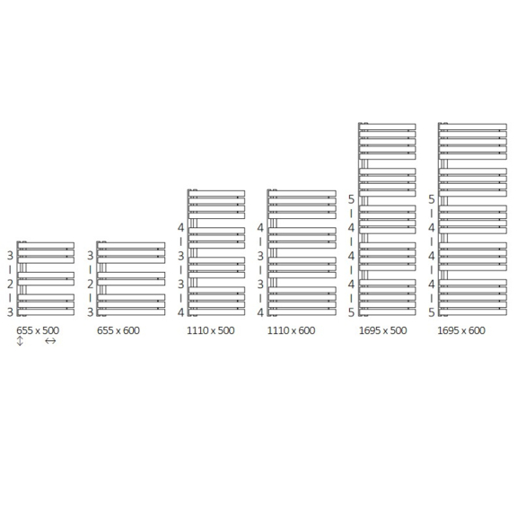 TERMA Warp S Designheizkörper verfügbare Größen